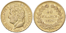 FRANCIA. Luigi Filippo I (1830-1848). 40 Franchi 1836 A. AU (g 12,84). Gad. 1106
qBB