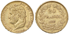 FRANCIA. Luigi Filippo I (1830-1848). 20 Franchi 1839 A. AU (g 6,42). Gad. 1031 
BB