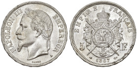 FRANCIA. Napoleone III (1852-1870). 5 Franchi 1867 A (Parigi). AG (g 24,98). Gad. 739.
SPL