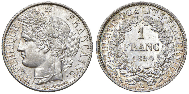 FRANCIA. III Repubblica (1871-1940). 1 Franco 1894 A (Parigi). AG (g 5,00). Gad....