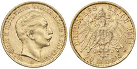 GERMANIA. Prussia. Guglielmo II (1888-1918). 20 Marchi 1911 A. AU (g 7,96). KM 521.
SPL+