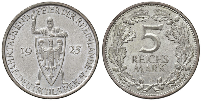 GERMANIA. Repubblica di Weimar (1918-1933). 5 Reichsmark 1925 A (Berlino). AG (g...