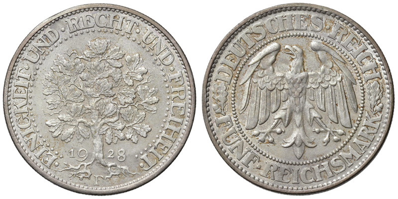 GERMANIA. Repubblica di Weimar (1918-1933). 5 Reichsmark 1928 F (Eichbaum). AG (...