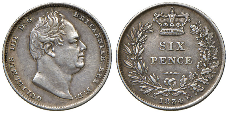 GRAN BRETAGNA. Guglielmo IV (1830-1837). 6 pence 1834. AG (g 2,82). Seaby 3836....