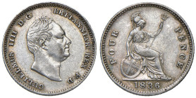 GRAN BRETAGNA. Guglielmo IV (1830-1837). 4 Pence 1836. AG (g 1,87). KM 723.
SPL