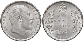 INDIA. Edoardo VII (1901-1910). 1 rupia 1904. AG (g 11,69). KM 508. Esemplare di grande qualità con lustro di conio.
FDC