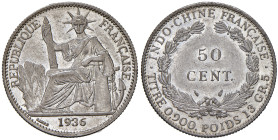 INDOCINA FRANCESE. III Repubblica (1870-1940). 50 Centesimi 1936. AG (g 13,52). KM 4A.2.
SPL+/qFDC