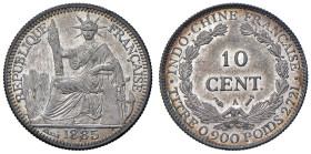 INDOCINA FRANCESE. III Repubblica (1870-1940). 10 Centesimi 1885. AG (g 2,73). KM 19.2. Conservazione eccezionale.
FDC