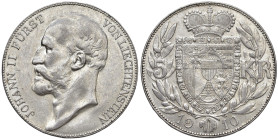 LIECHTENSTEIN. Giovanni II (1898-1923). 5 Corone 1910. AG (g 24,00). KM Y4. Colpetto al D/.
SPL/qFDC