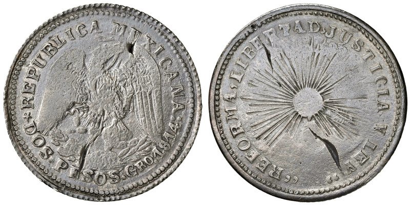 MESSICO. Rivoluzione (1910-1917). Guerrero. 2 Pesos 1914. AG (g 27,31). KM 643....