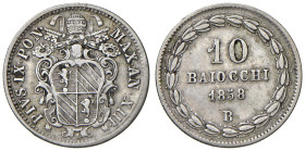 BOLOGNA. Pio IX (1846-1870). 10 Baiocchi 1858 an. XIII. AG (g 2,80). Gig. 127.
BB
