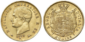 MILANO. Napoleone I (1805-1814). 40 Lire 1813. AU (g 12,89). Gig. 81a. R D/ cifra 13 della data su 0. 
BB+/SPL