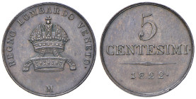 MILANO. Fancesco I d'Asburgo Lorena (1815-1835). 5 Centesimi 1822. CU (g 8,82). Gig. 89.
SPL