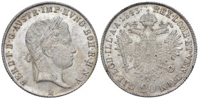 MILANO. Ferdinando I d'Asburgo Lorena (1835-1848). 20 Kreuzer 1843. AG (g 6,67). Gig. 126. Conservazione eccezionale.
FDC
