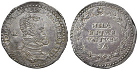 NAPOLI. Filippo II di Spagna (1554-1598). Ducato. AG (g 29,79). Magliocca 13/4. R Con cartellino Numismatica de Falco.
qSPL