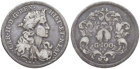 NAPOLI. Carlo II di Spagna (1674-1700). 100 Grana 1693. AG (g 21,35). Magliocca 7.
qBB