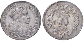 NAPOLI. Carlo II di Spagna (1674-1700). 20 Grana 1692. AG (g 4,28). Magliocca 23.
BB+