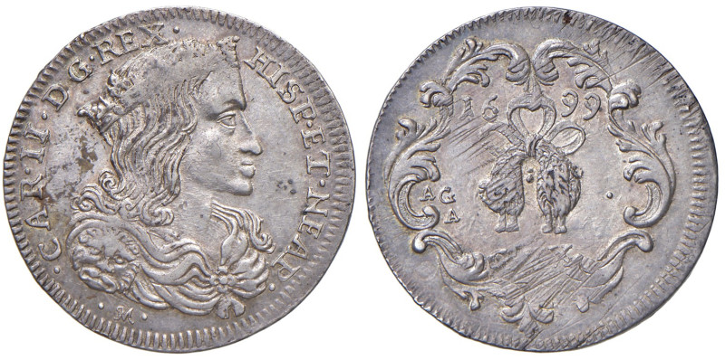 NAPOLI. Carlo II di Spagna (1674-1700). 20 Grana 1699. AG (g 4,36). Magliocca 30...
