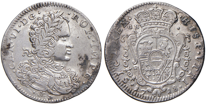 NAPOLI. Carlo VI d'Asburgo (1711-1734). Tarì 1718. AG (g 4,26). Magliocca 92. RR...