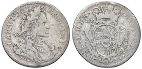NAPOLI. Carlo VI d'Asburgo (1711-1734). Carlino 1715. Sigle IM nel braccio. AG (g 1,99). Magliocca 95. RRR 
MB