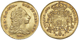 NAPOLI. Carlo di Borbone (1734-1759). 6 Ducati 1752. AU (g 8,78). Magliocca 114; Gig.4. R Graffi di conio al D/.
qSPL/SPL