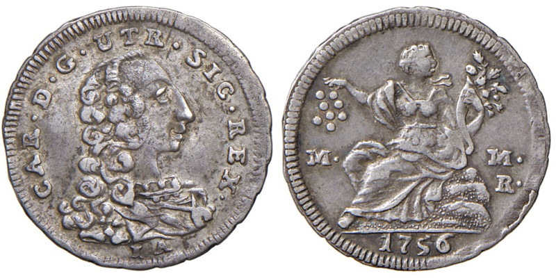 NAPOLI. Carlo di Borbone (1734-1759). 5 Grana 1756. AG (g 0,99). Magliocca 158; ...