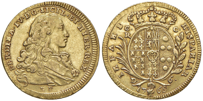 NAPOLI. Ferdinando IV di Borbone (1759-1816). 6 Ducati 1768. AU (g 8,79). Maglio...