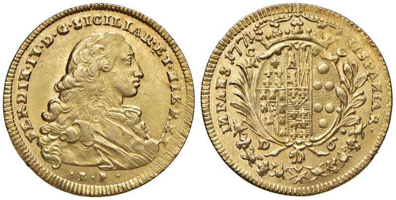 NAPOLI. Ferdinando IV di Borbone (1759-1816). 6 Ducati 1771. AU (g 8,83). Maglio...