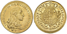 NAPOLI. Ferdinando IV di Borbone (1759-1816). 6 Ducati 1783. AU (g 8,80). Magliocca 217; Gig. 28a. RRR Lievi graffi di conio al D/, ma esemplare in co...