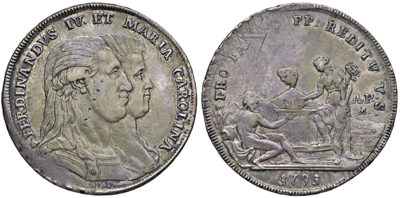 NAPOLI. Ferdinando IV di Borbone (1759-1816). 120 Grana 1791 Pro Fausto. AG (g 2...