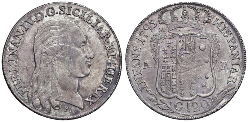 NAPOLI. Ferdinando IV di Borbone (1759-1816). 120 Grana 1795 Festoni aperti. AG ...