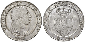 NAPOLI. Ferdinando IV di Borbone (1759-1816). 120 Grana 1805. AG (g 27,50). Magliocca 392; Gig.71.
BB