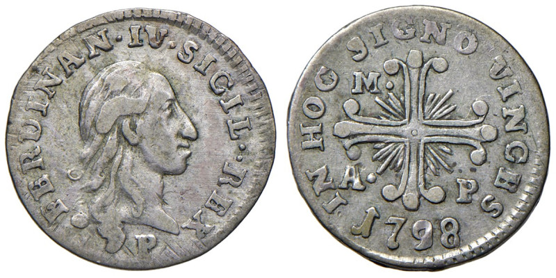 NAPOLI. Ferdinando IV di Borbone (1759-1816). 10 Grana 1798. AG (g 2,22).Maglioc...