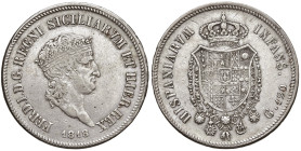 NAPOLI. Ferdinando I di Borbone (1816-1825). 120 Grana 1818. AG (g 27,52). Magliocca 445c; Gig. 10a. RR. R/. I tre gigli de' Medici invertiti.
BB