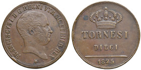 NAPOLI. Francesco I di Borbone (1825-1830). 10 Tornesi 1825. CU (g 31,55). Magliocca 473; Gig. 14. Colpo al bordo a ore 1 del D/.
BB