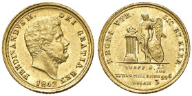 NAPOLI. Ferdinando II di Borbone (1830-1859). 3 Ducati 1842. AU (g 3,80). Magliocca 527; Gig.45. RR Colpetto al bordo. Ex asta Nomisma 59 lotto 924.
...