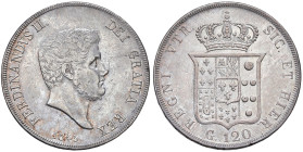 NAPOLI. Ferdinando II di Borbone (1830-1859). 120 Grana 1845. AG (g 27,50). Magliocca 553; Gig.71. NC 
BB+/qSPL