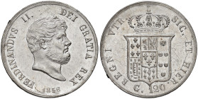 NAPOLI. Ferdinando II di Borbone (1830-1859). 120 Grana 1856. AG (g 27,68). Magliocca 566; Gig.87. Colpetto al bordo.
qFDC