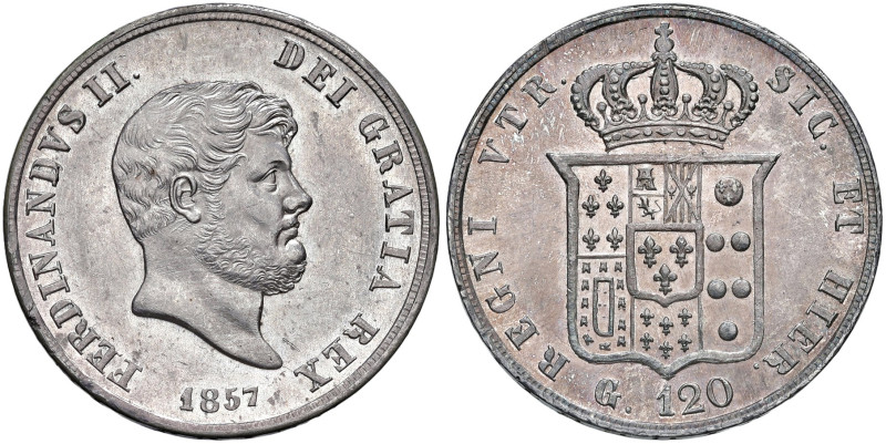 NAPOLI. Ferdinando II di Borbone (1830-1859). 120 Grana 1857. AG (g 27,50). Magl...