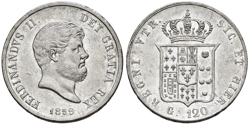 NAPOLI. Ferdinando II di Borbone (1830-1859). 120 Grana 1859. AG (g 27,51). Magl...