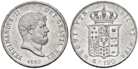NAPOLI. Ferdinando II di Borbone (1830-1859). 120 Grana 1859. AG (g 27,51). Magliocca 569; Gig.90.
SPL
