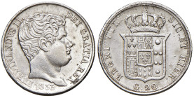 NAPOLI. Ferdinando II di Borbone (1830-1859). 20 Grana 1833. AG (g 4,62). Magliocca 598; Gig.118. R
BB+/qSPL