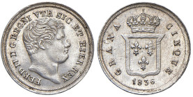 NAPOLI. Ferdinando II di Borbone (1830-1859). 5 Grana 1836. AG (g 1,16). Magliocca 656; Gig.173. 
SPL