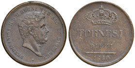 NAPOLI. Ferdinando II di Borbone (1830-1859). 10 Tornesi 1840. CU (g 33,53). Magliocca 675; Gig.191. 
SPL