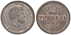 NAPOLI. Ferdinando II di Borbone (1830-1859). 2 Tornesi 1852. CU (g 5,64). Magliocca 740; Gig.256.
FDC
