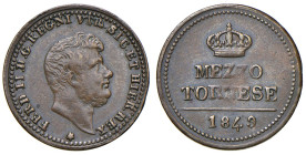 NAPOLI. Ferdinando II di Borbone (1830-1859). 1/2 Tornese 1849. CU (g 1,43). Magliocca 799; Gig.317. RR
BB