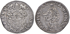 ROMA. Paolo V (1605-1621). Testone an. VI. AG (g 9,55). Munt. 41.
BB