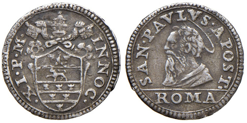 ROMA. Innocenzo XI (1676-1689). Mezzo Grosso. AG (g 0,66). Munt. 198, MIR 2034/2...