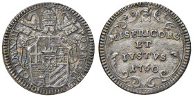 ROMA. Clemente XIII (1758-1769). Grosso 1760 an. II. AG (g 1,32). Munt. 26. Patina da medagliere.
SPL+