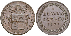 ROMA. Gregorio XVI (1831-1846). Baiocco Romano 1831 an.I. CU (g 11,92). Gig.153. Notevole conservazione.
FDC